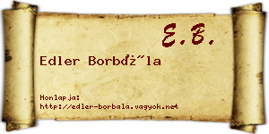 Edler Borbála névjegykártya